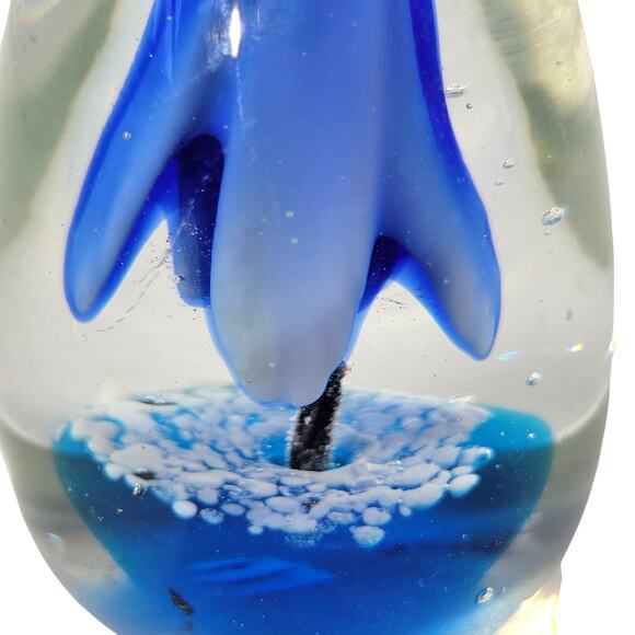 Blue Flower Glass Heavy Paperweight Decorative and Collectible - Picture 7 of 9